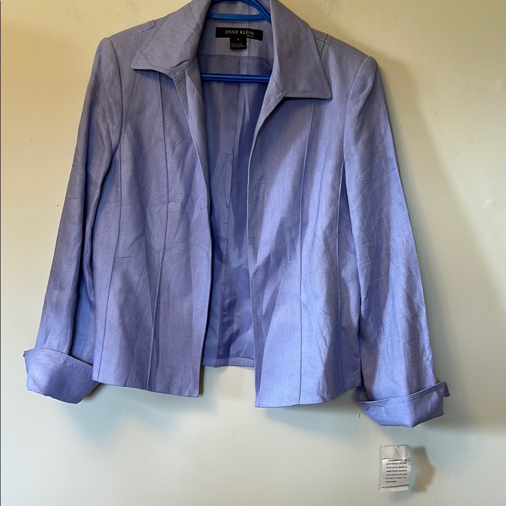 Anne Klein Dress Women's Light Purple blazer nwot open front cuff sleeves size 8